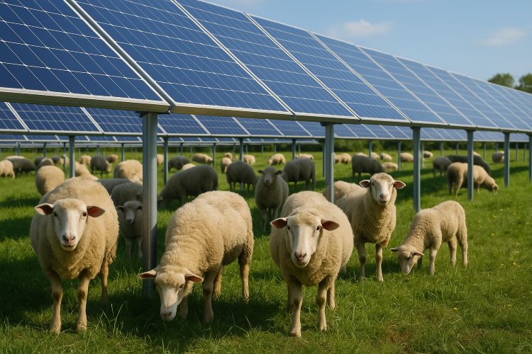 Agri-Photovoltaik mit Nutztieren