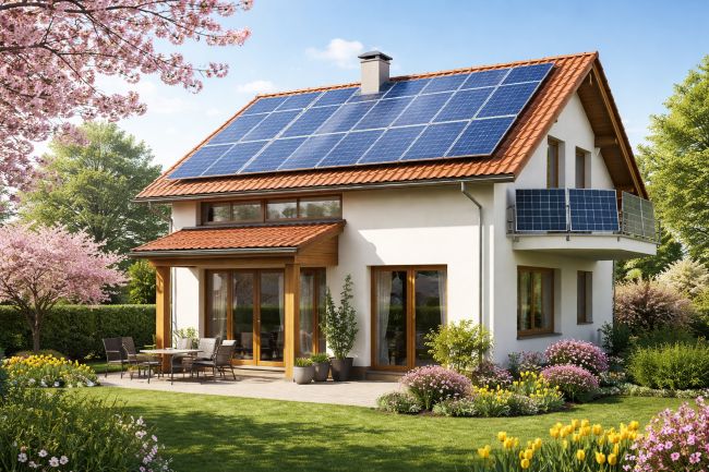 Balkonkraftwerk und Solardachanlage in Kombination