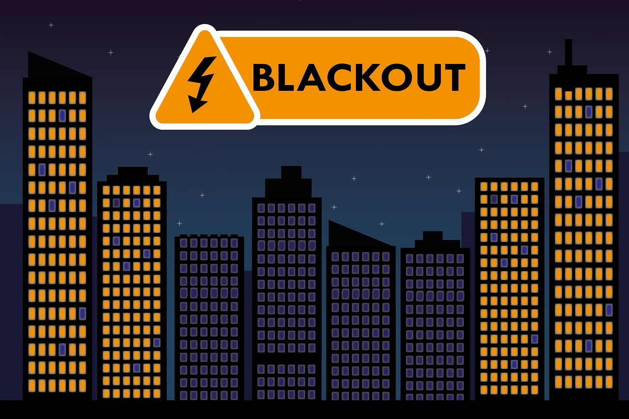 Hochhäuser mit und ohne Licht - Blackout bzw. Stromausfall