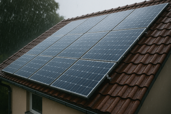 Solaranlage im Regen